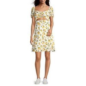 Arizona Jeans Women’s Dress Lemon Print Cutout XXL NWT